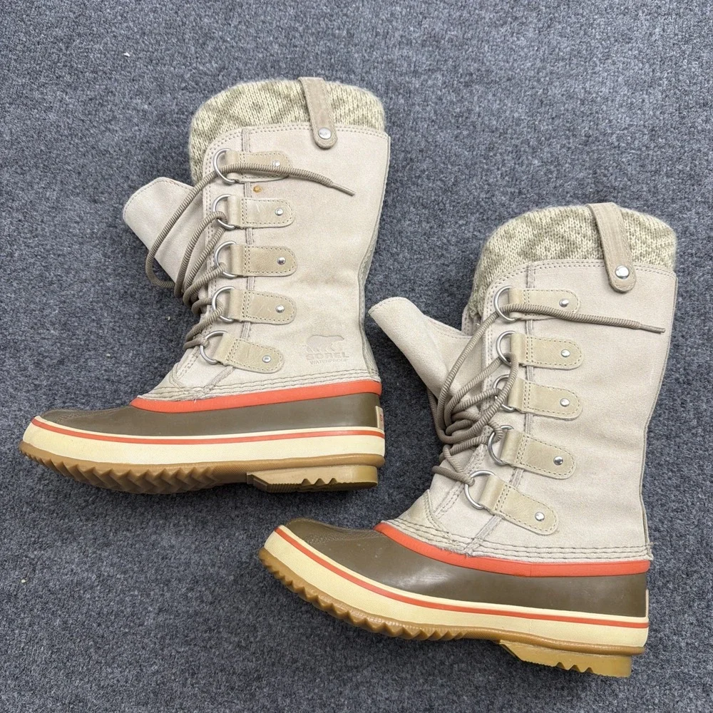 Sorel Women Joan of Arctic Sz 6 Waterproof Knit Winter Snow Boots NL2084-160